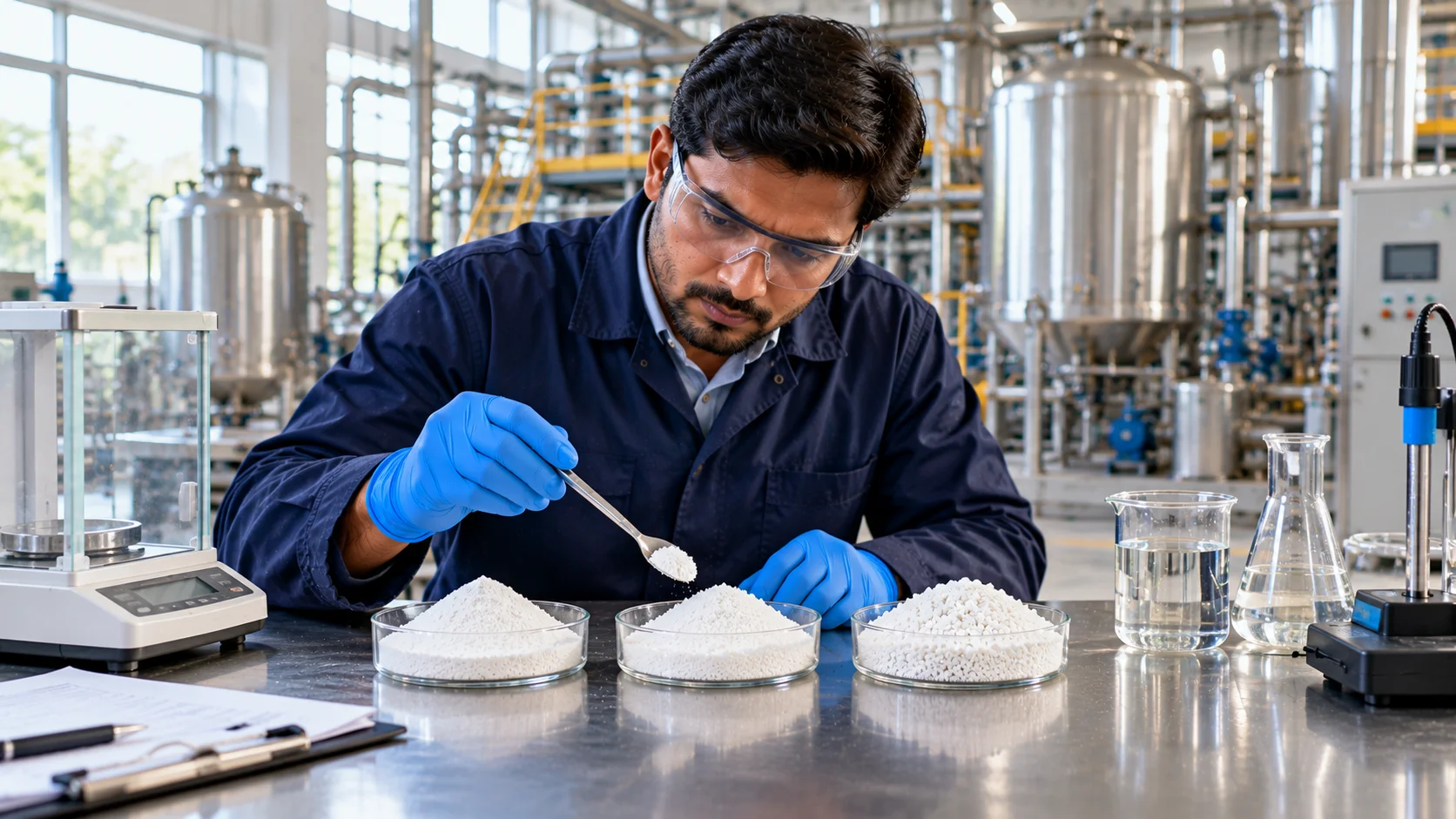 Disodium EDTA vs tetrasodium EDTA sample powders in industrial quality-control laboratory