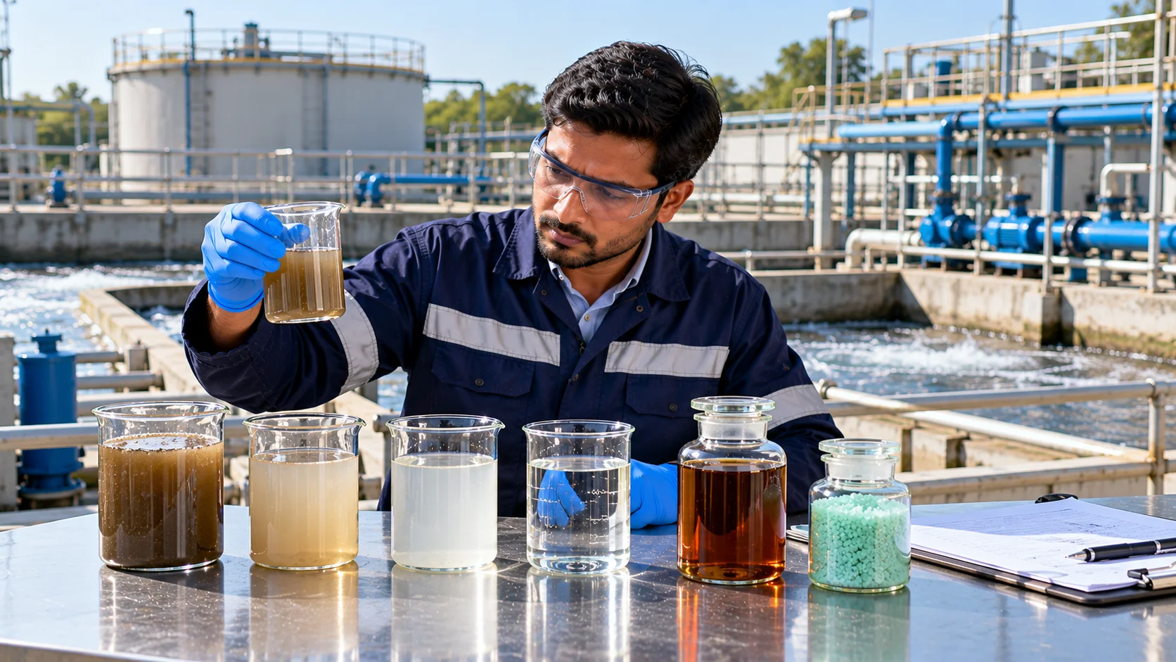 Ferric chloride vs ferrous sulphate comparison in industrial wastewater treatment with jar testing